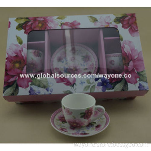 220cc Cup and Saucer Set with 6 Cups and 6 Saucers in Gift Box, 2 Sets are Available, Food-safe